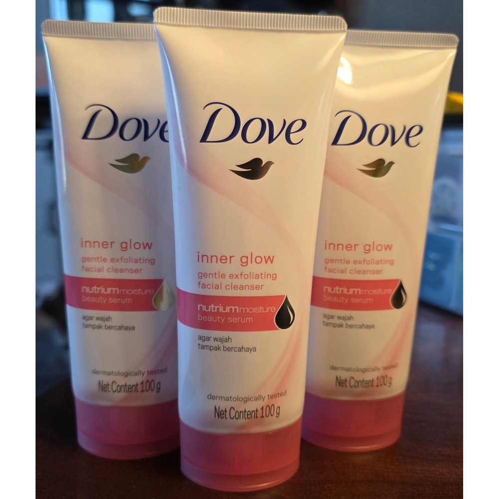 Dove Inner Glow Gentle Exfoliating Facial Cleanser 100g Lot of 3 NutriumMoisture
